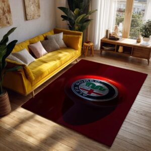 Alternative view of Alfa Romeo Dark Red Background Teppich - Teppich mit Automotiv-Motiv