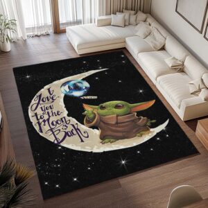 Alternative view of Baby Yoda Ich liebe dich bis zum Mond und zurück Teppich - TOK