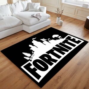 Alternative view of Fortnite Schwarz Weiß Logo Teppich - TOK