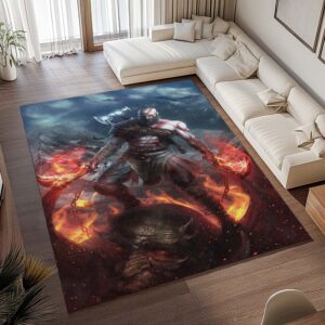 Alternative view of God of War Ragnarök Kratos Kampf 2 Teppich - TOK