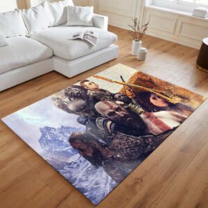 Alternative view of God of War Ragnarök Kratos Loki Alle Charaktere Teppich - TOK