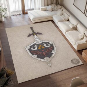 Alternative view of Master-Schwert und Hylia-Schild Die Legende von Zelda Teppich - TOK