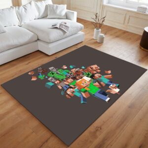 Alternative view of Minecraft Alle Charaktere Steve Creeper Schwein Zombie Dorfbewohner Teppich - TOK