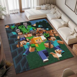 Alternative view of Minecraft Alle Charaktere Schurken und Gute Charaktere Teppich - TOK