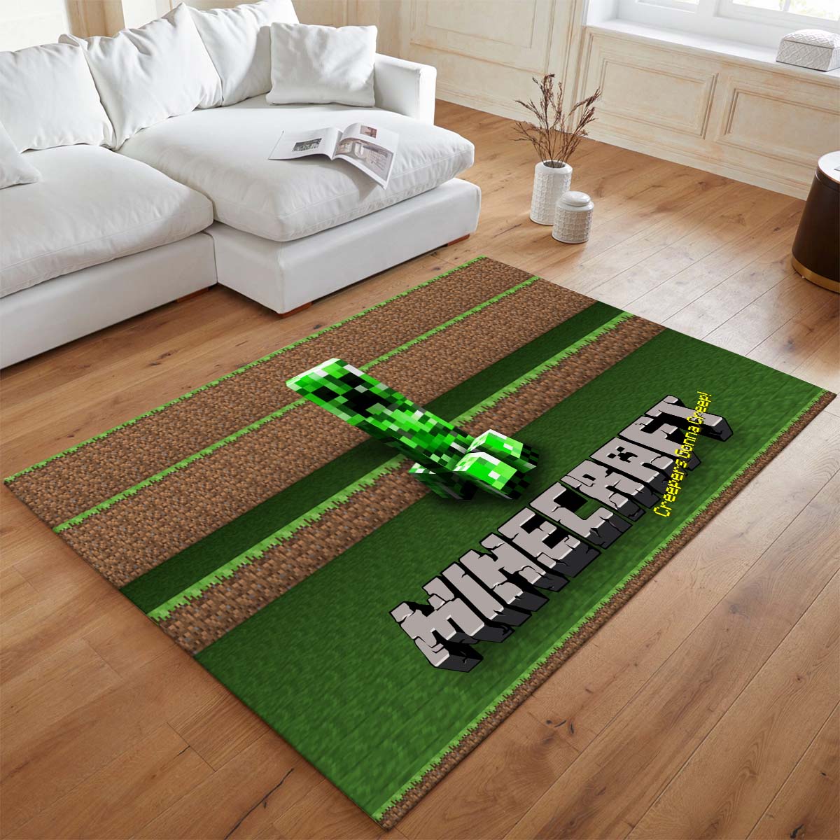 Minecraft Klassischer Creeper unzufrieden Teppich - TOK – Bild 2