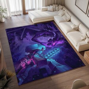 Alternative view of Minecraft Steve Kampf Enderman Enderdrachen Teppich - TOK