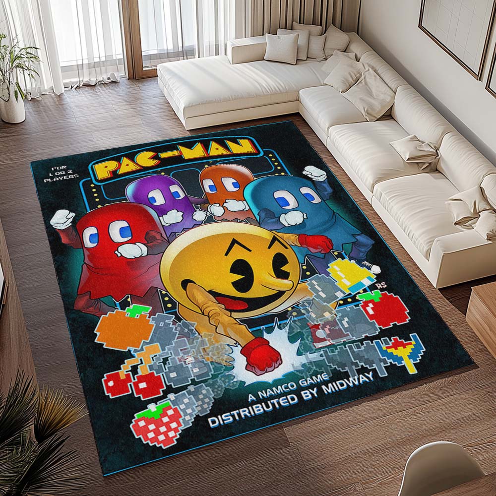 Pac-Man und alle Charaktere im Pac-Man-Spiel Teppich - TOK – Bild 2