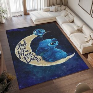 Alternative view of Stitch Ich liebe dich bis zum Mond und zurück Teppich - TOK