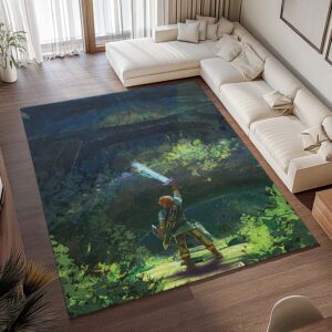 Alternative view of Die Legende von Zelda Link im Wald Teppich - TOK