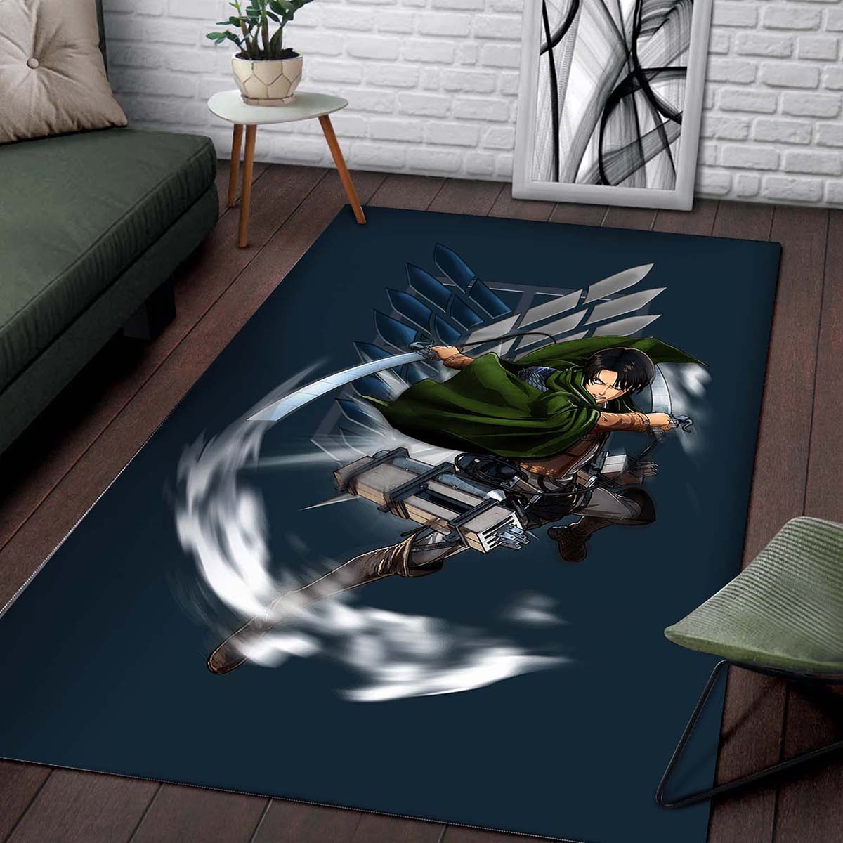 Attack On Titan Anime Levi Fighting Wind Blade Teppich – Bild 2