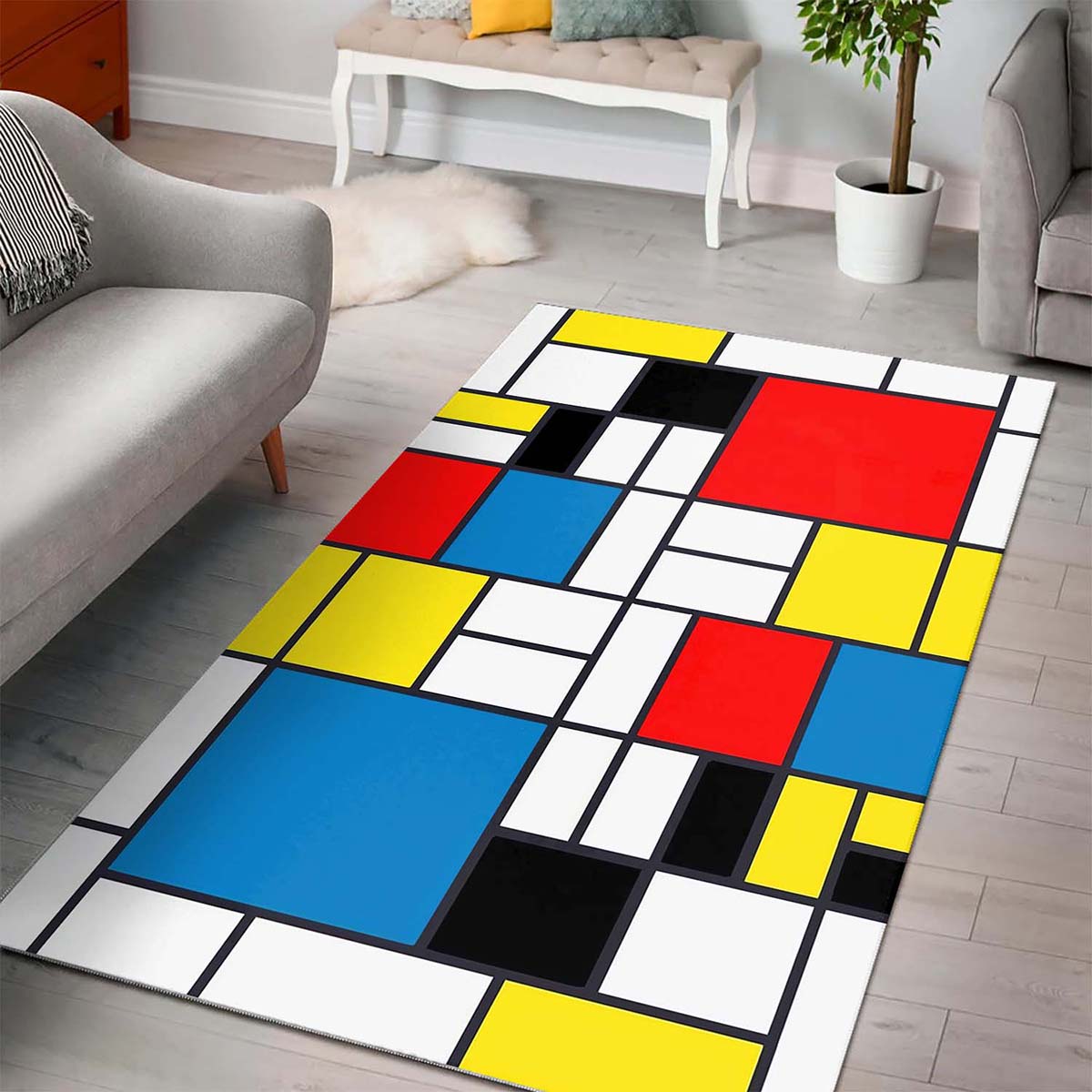 Mondrian Farbstil Teppich – Bild 3