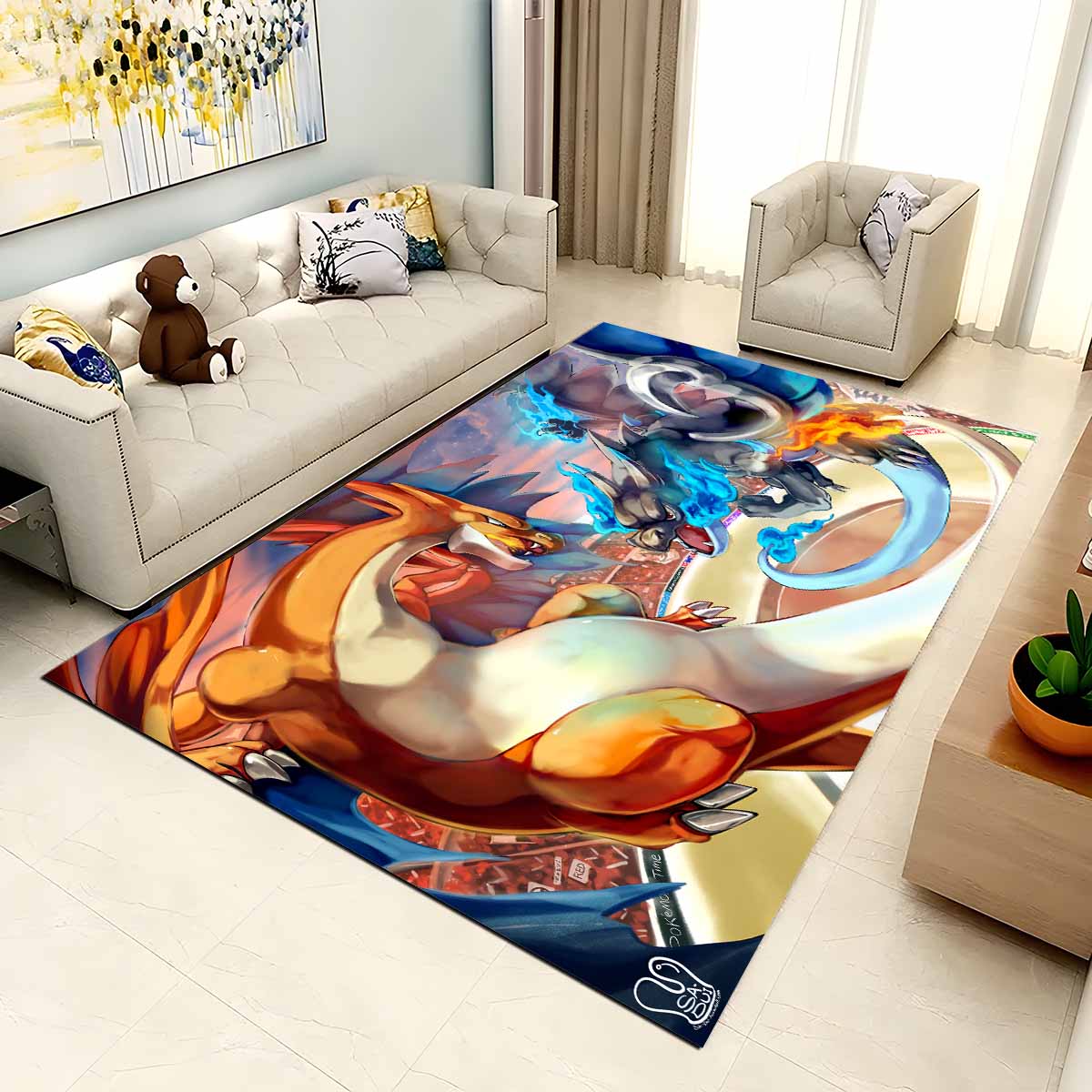 Drachen Pokmon Kampf Dragon Pokemons Fight Teppich – Bild 2