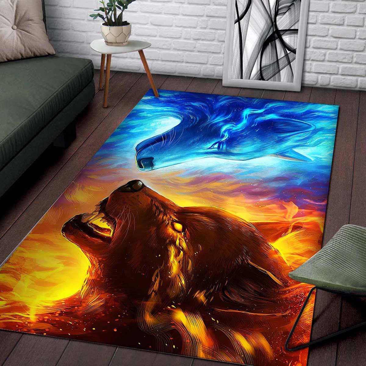 Fire And Ice Wolf Teppich – Bild 2