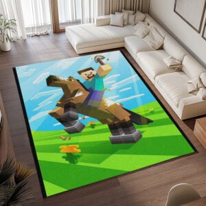 Alternative view of Herobrine Minecraft Charakter auf Pferd Teppich - TOK