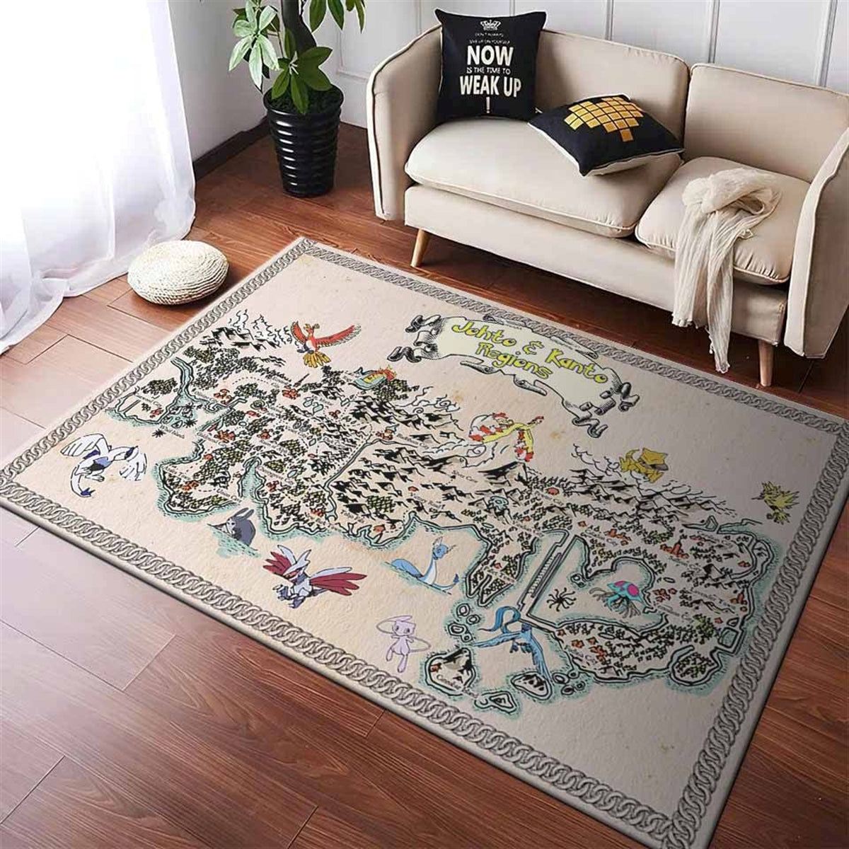 Kanto and johto regions map pokemon Teppich – Bild 3