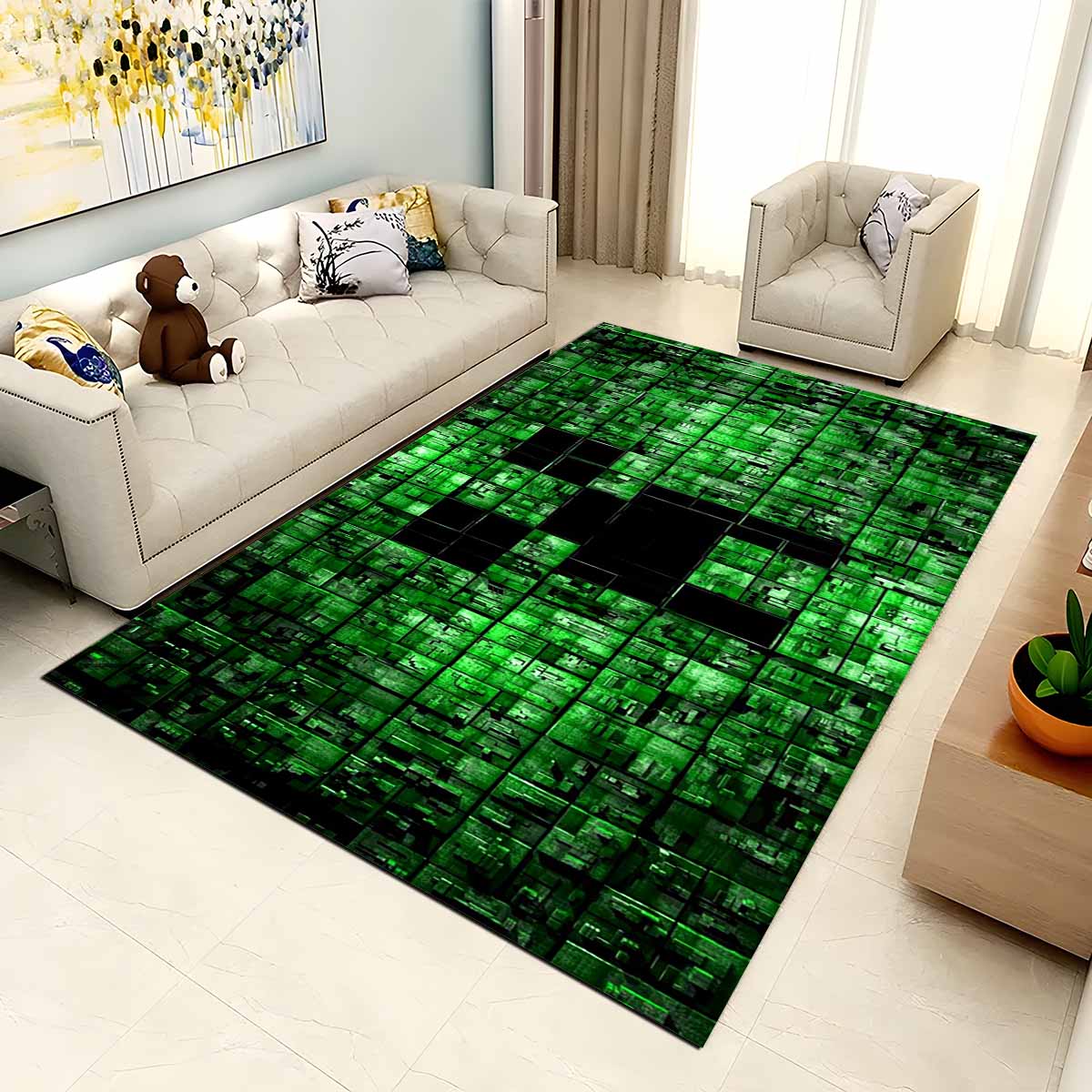 Minecraft Creeper Gesicht 2 Teppich – Bild 2