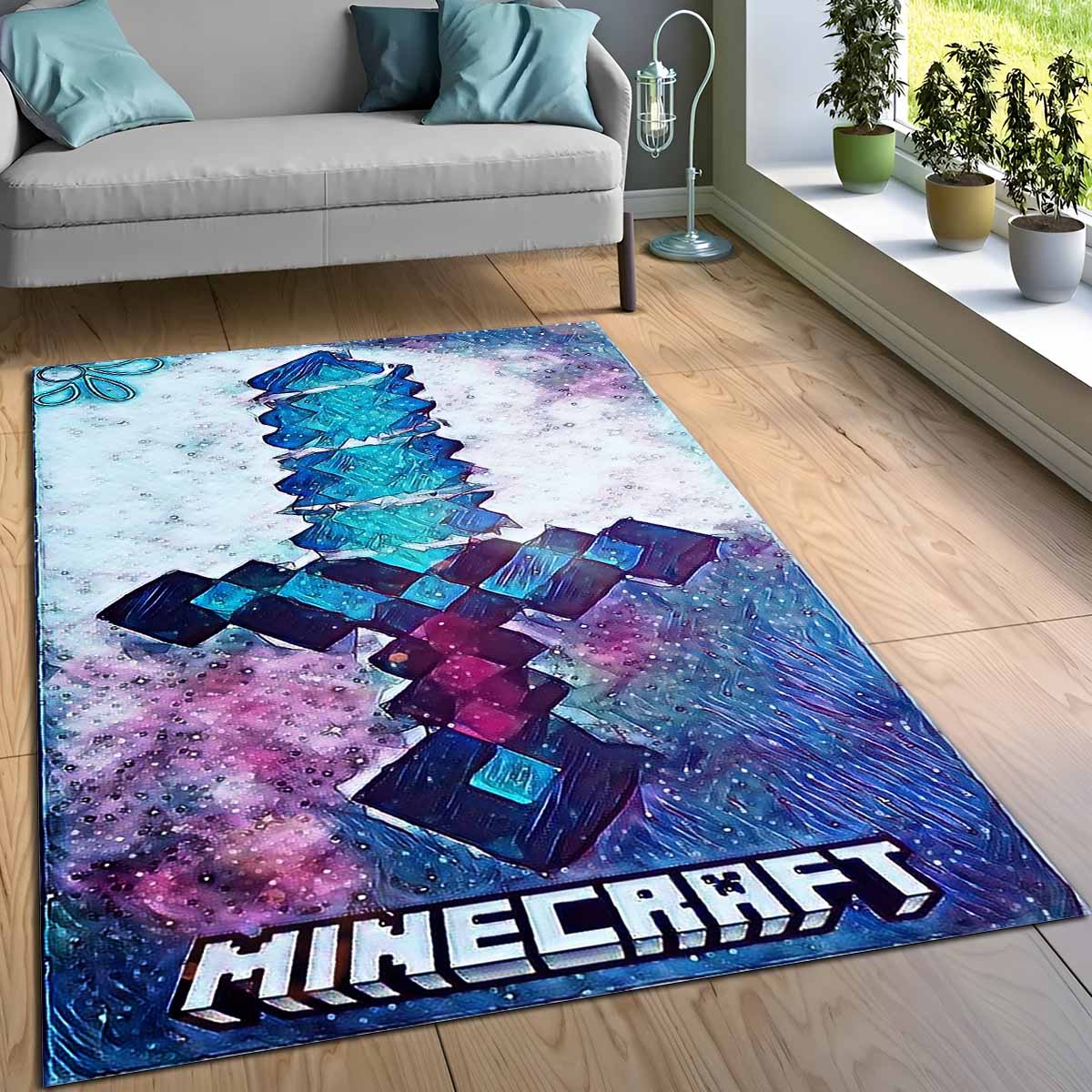 Minecraft Diamantschwert Kunst Teppich – Bild 3
