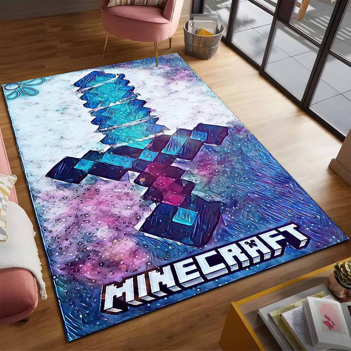 Minecraft Diamantschwert Kunst Teppich – Bild 2