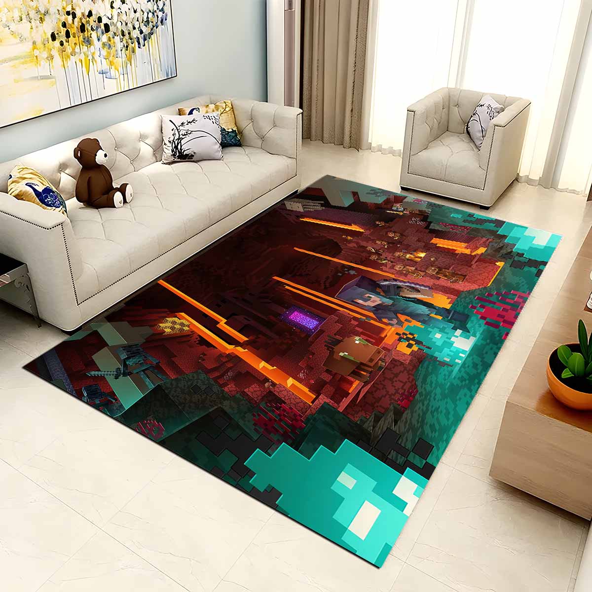 Minecraft Nether Korrumpiertes Biom Schweinemenschen Netherrack Teppich – Bild 2