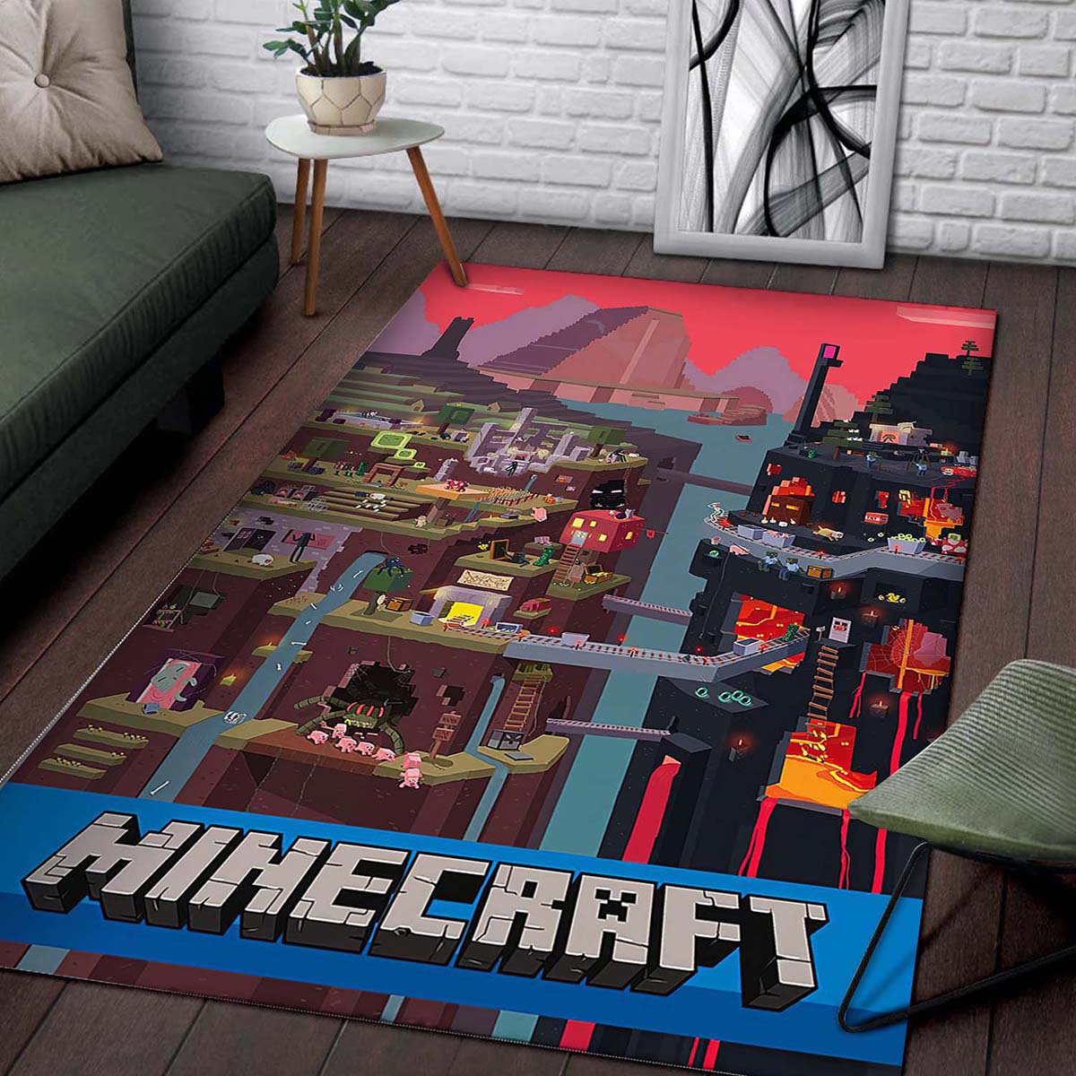 Minecraft Video Game Haus Wohnzimmer Dekor M2510 Teppich – Bild 2