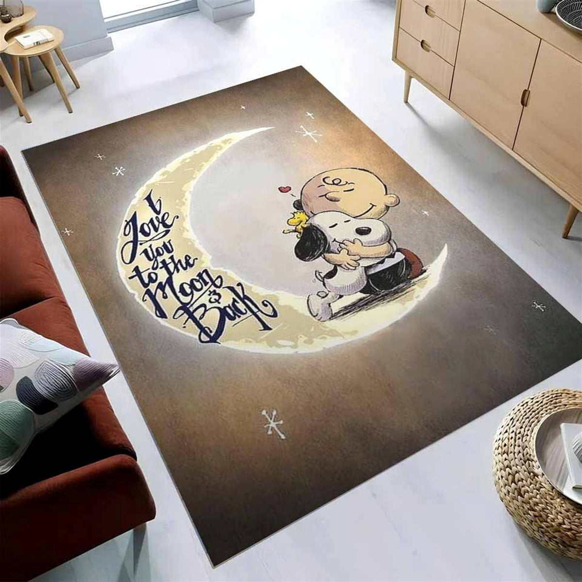 Snoopy I Love You To The Moon And Back 2 Teppich