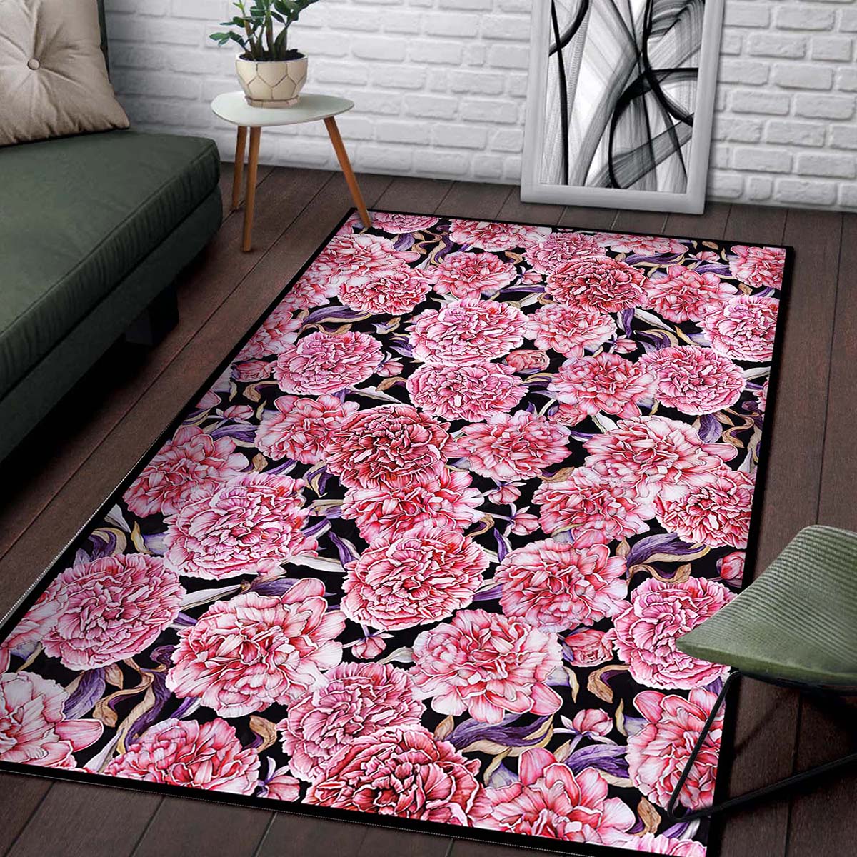 Vintage Pink Peony Floral Teppich – Bild 2